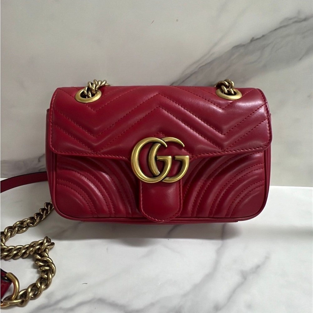 Gucci Red Marmont Shoulder and Crossbody Bag